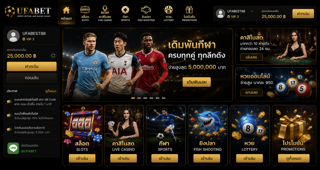 Game lobby after ufabet เข้าสู่ระบบ showing every game category menu